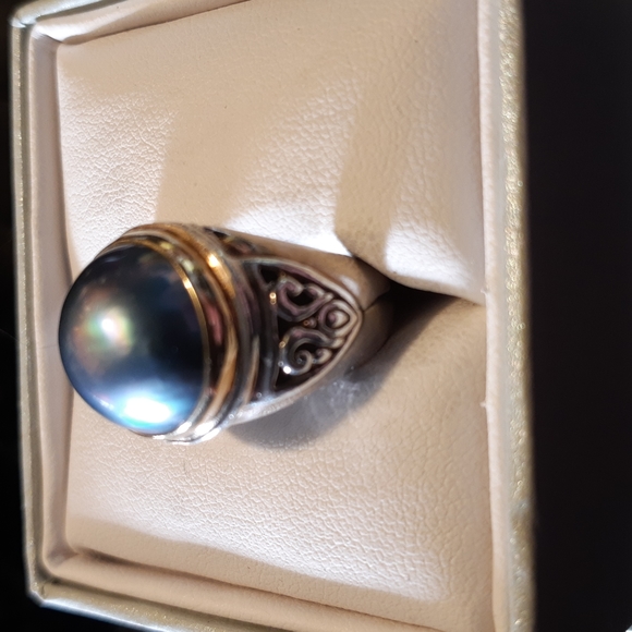 Sterling Silver with Blue Pearl Ring - Picture 2 of 8